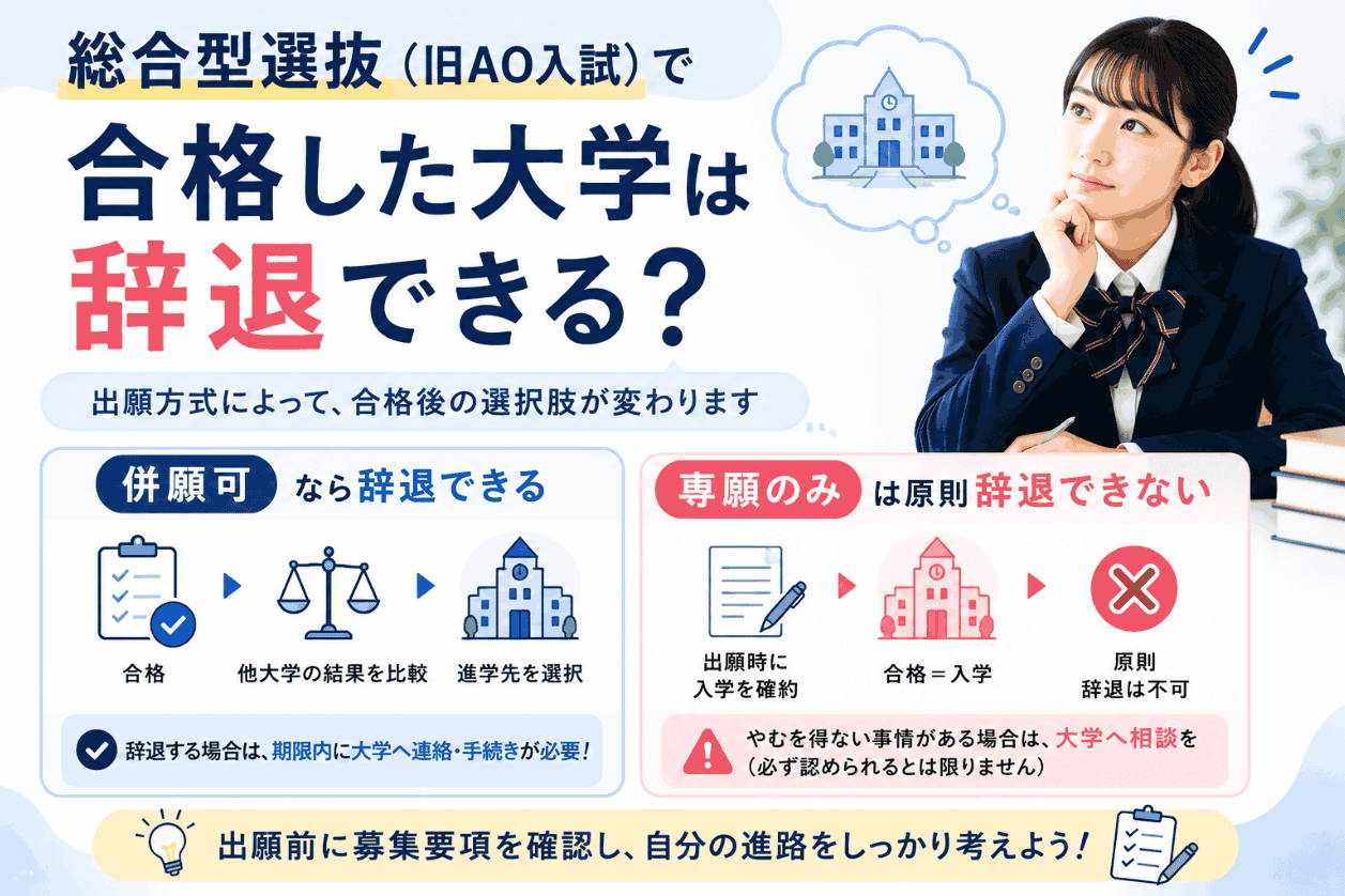 総合型選抜(旧AO入試)で合格した大学は辞退できる?