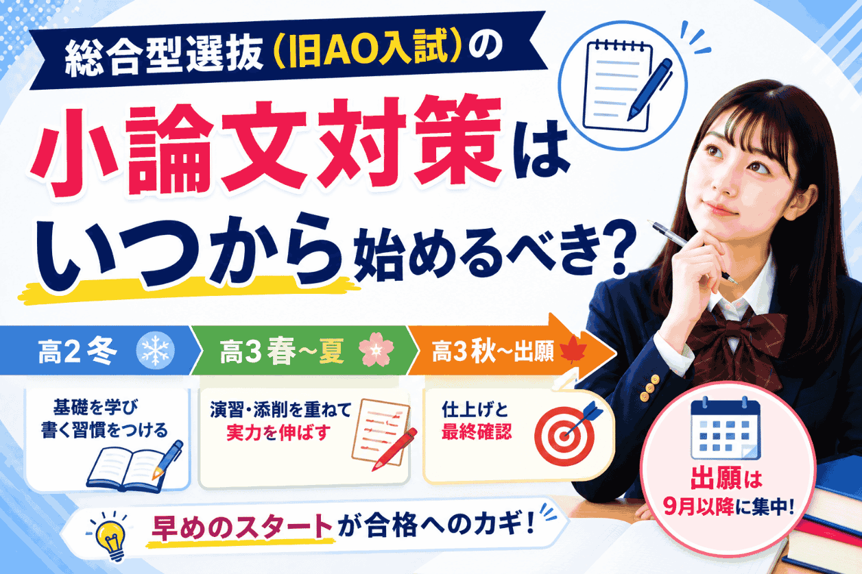 総合型選抜(旧AO入試)の小論文対策はいつから始めるべき?