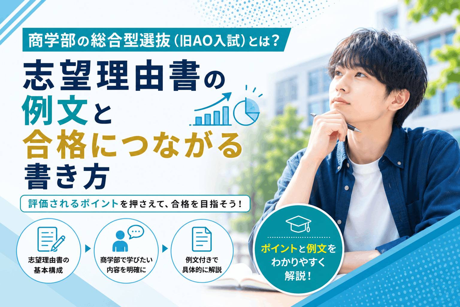 商学部の総合型選抜（旧AO入試）とは？志望理由書の例文と合格につながる書き方