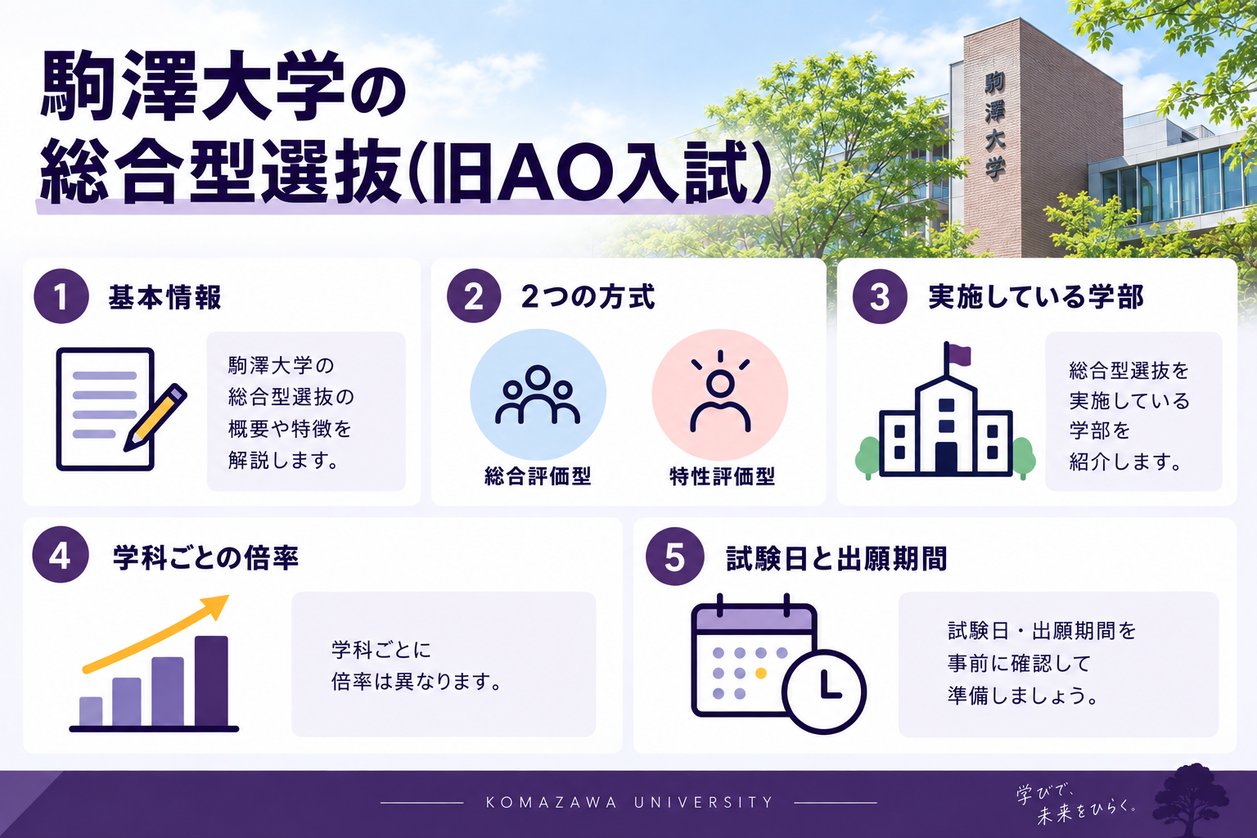 駒澤大学の総合型選抜(旧AO入試)の出願条件や学部別の倍率を徹底解説