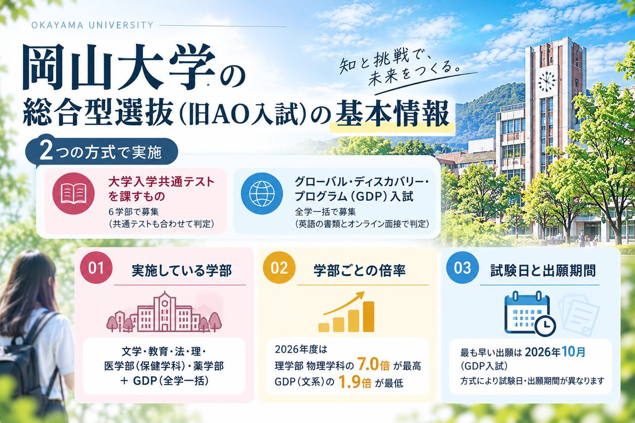 岡山大学の総合型選抜（旧AO入試）の基本情報