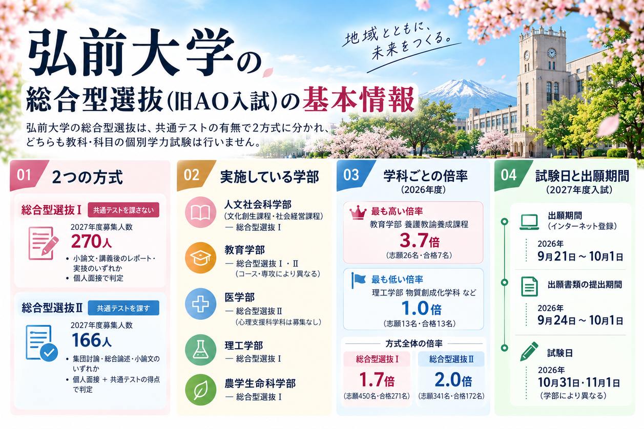 弘前大学の総合型選抜(旧AO入試)の基本情報