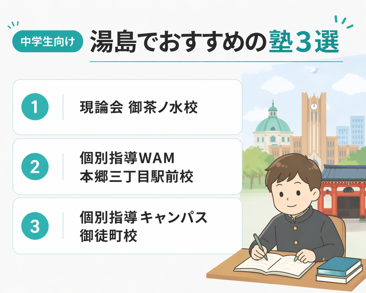 【中学生向け】湯島でおすすめの塾3選