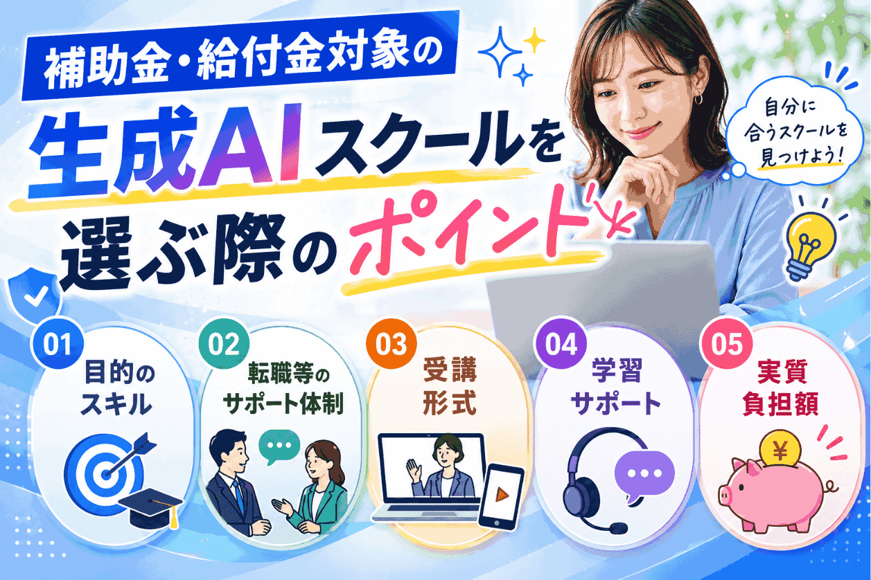 補助金・給付金対象の生成AIスクールを選ぶ際のポイント