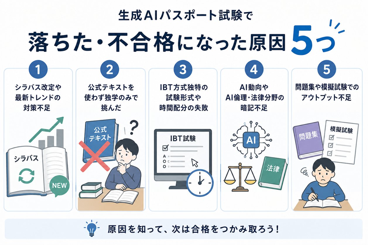 生成AIパスポート試験で落ちた・不合格になった原因5つ