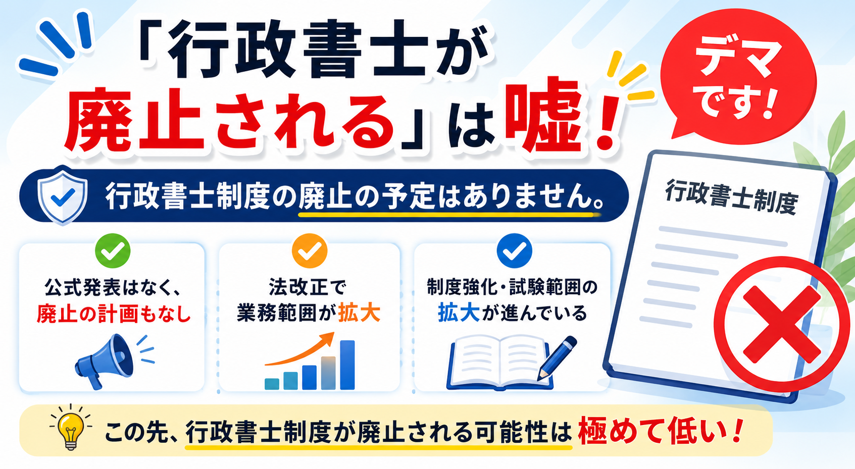 「行政書士が廃止される」は嘘!