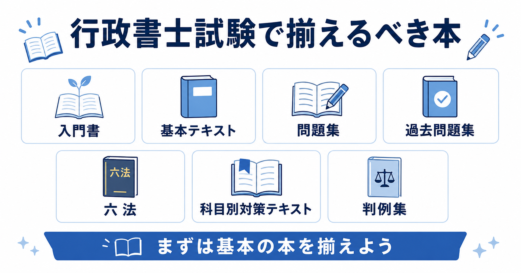 行政書士試験の勉強に必要な本7種類と選び方