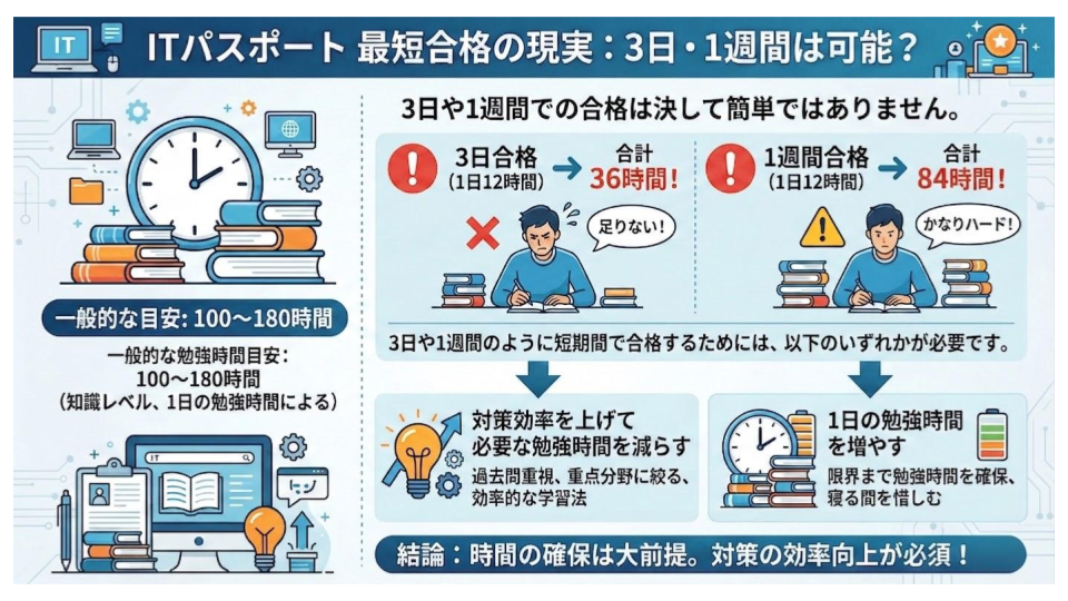 ITパスポートは最短3日や1週間で合格できる?