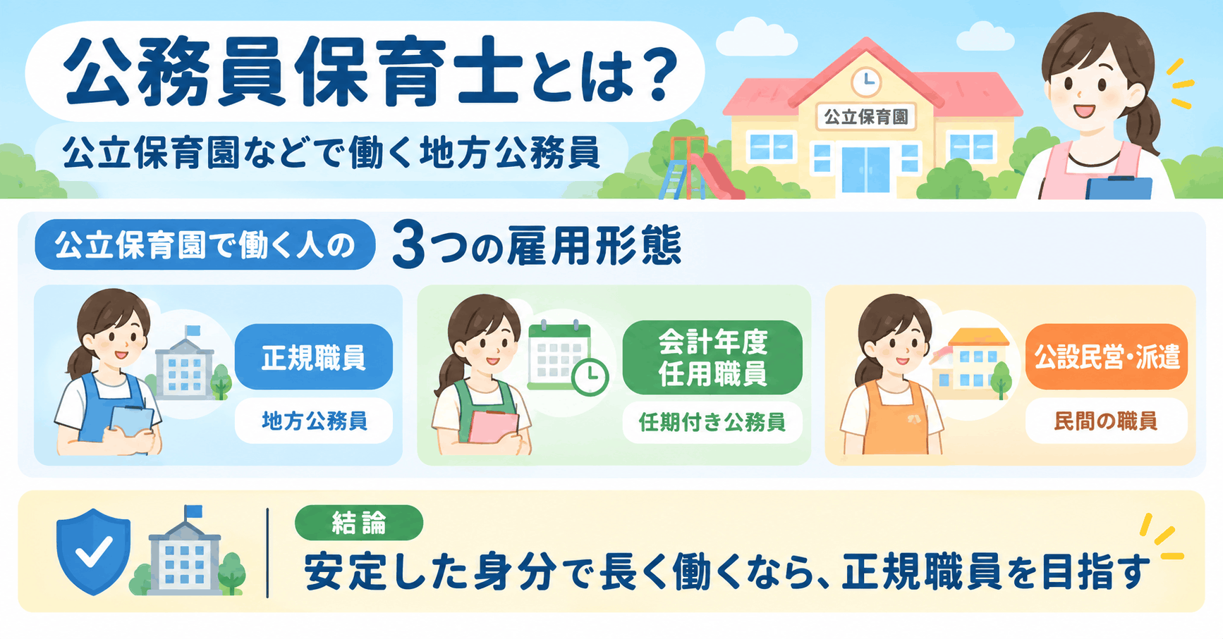 公務員保育士とは？公立保育園などで働く地方公務員