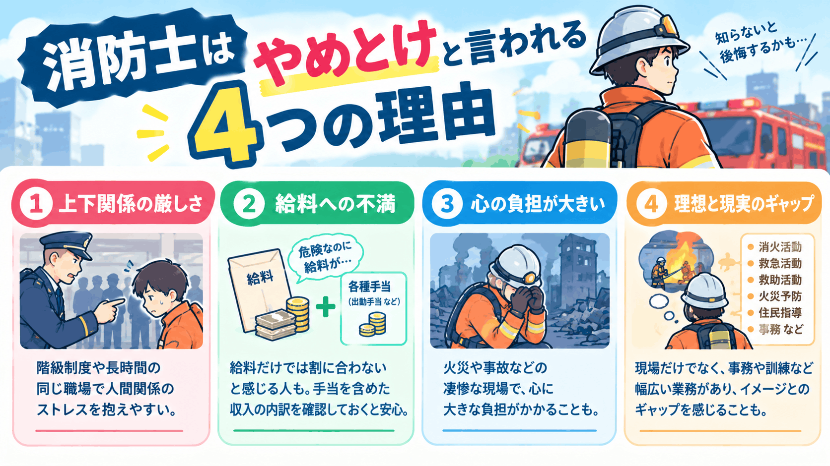 消防士はやめとけと言われる4つの理由