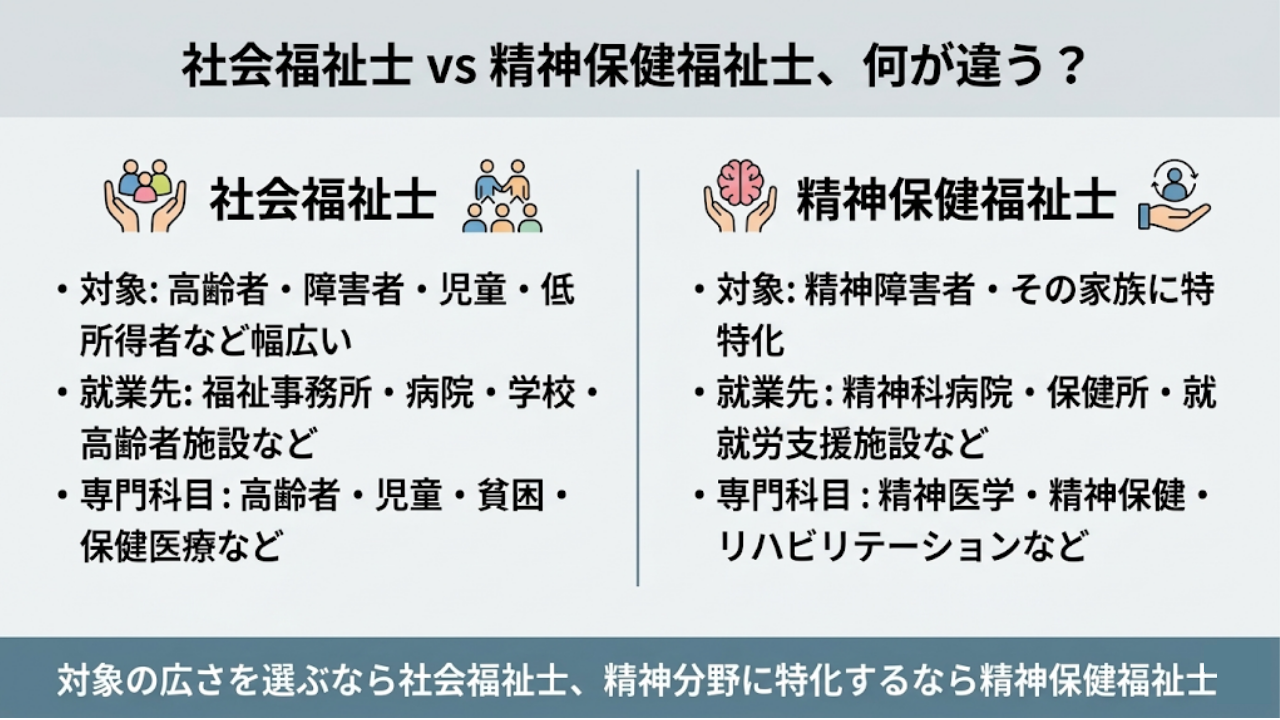 社会福祉士と精神保健福祉士の違い