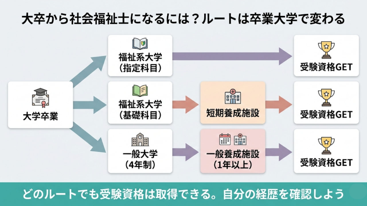 大卒から社会福祉士になるには？