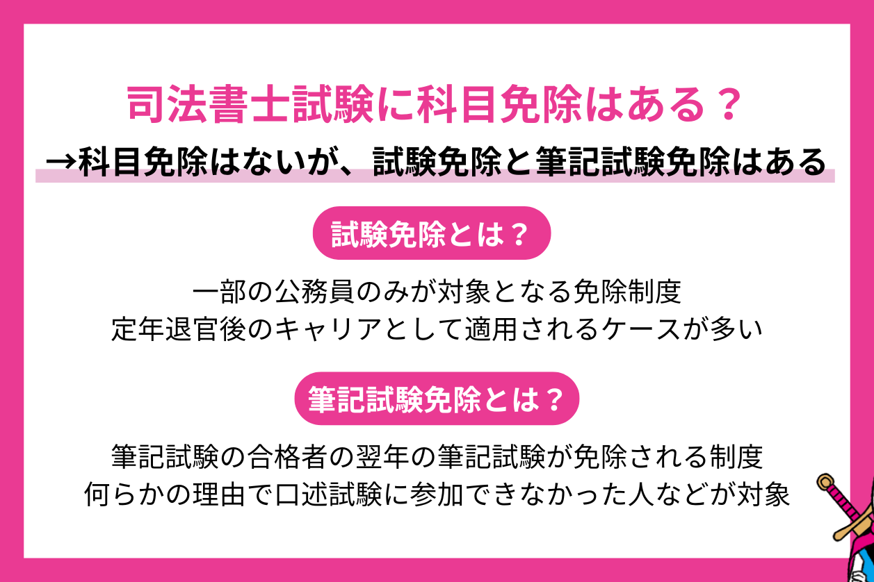 科目免除はある？司法書士試験の免除制度とは