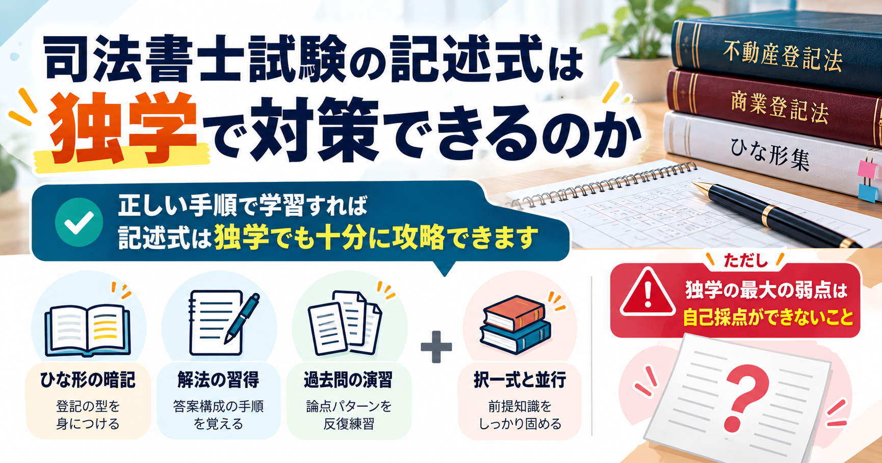 司法書士試験の記述式は独学で対策できる？