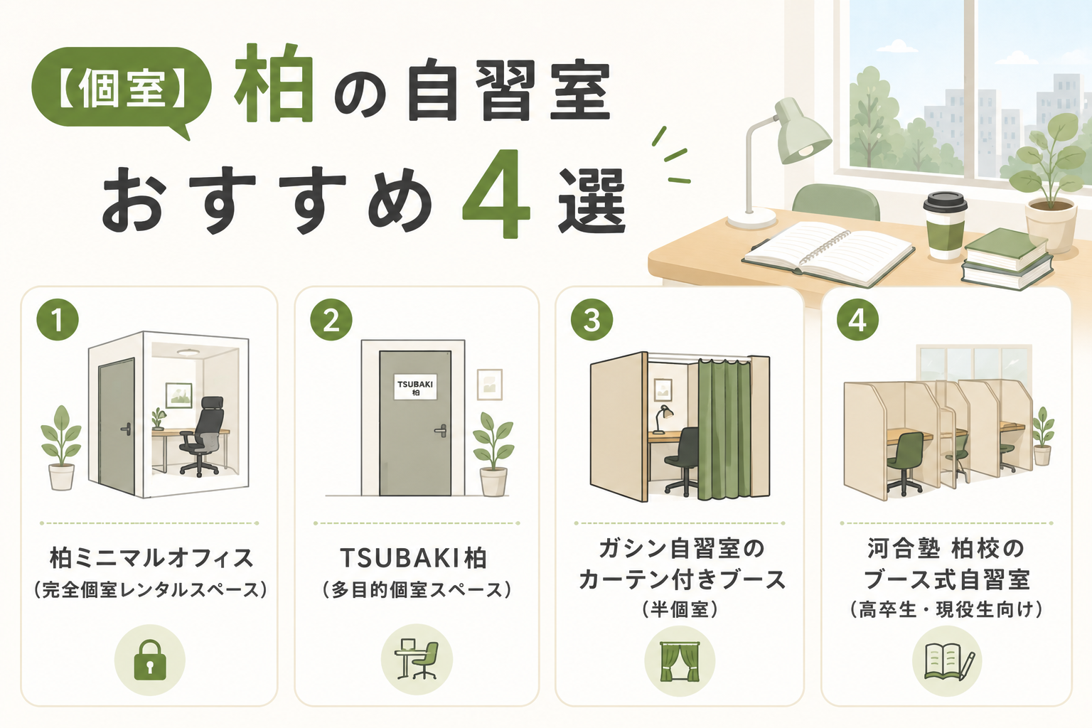【個室】柏の自習室おすすめ4選