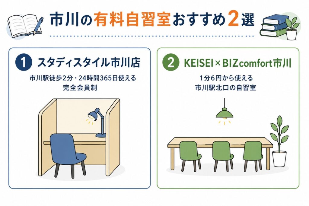 市川の有料自習室おすすめ2選