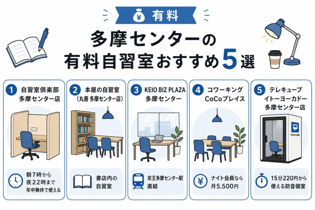 多摩センターの有料自習室おすすめ5選