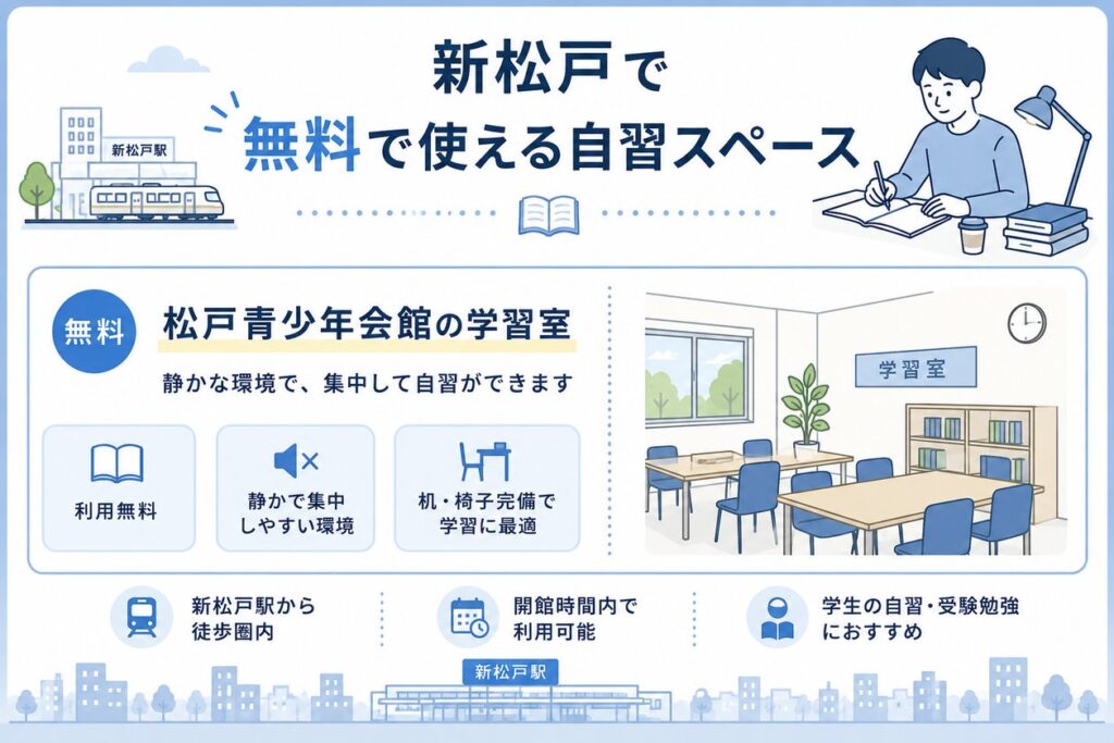 新松戸で無料で使える自習スペース