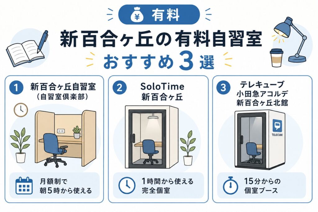 新百合ヶ丘の有料自習室おすすめ3選