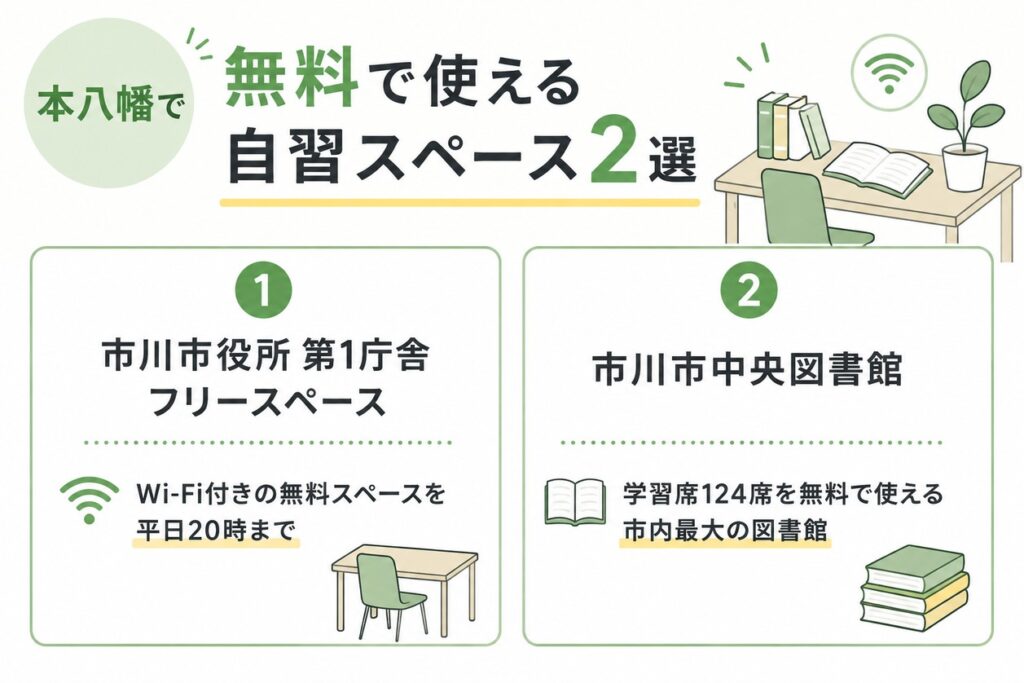 本八幡で無料で使える自習スペース2選