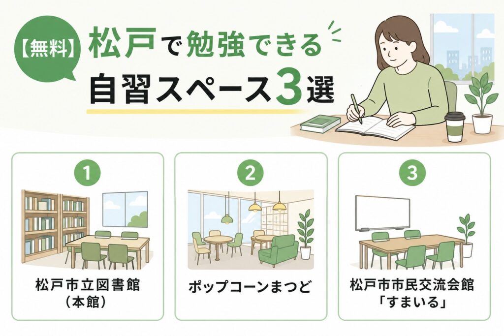 【無料】松戸で勉強できる自習スペース3選
