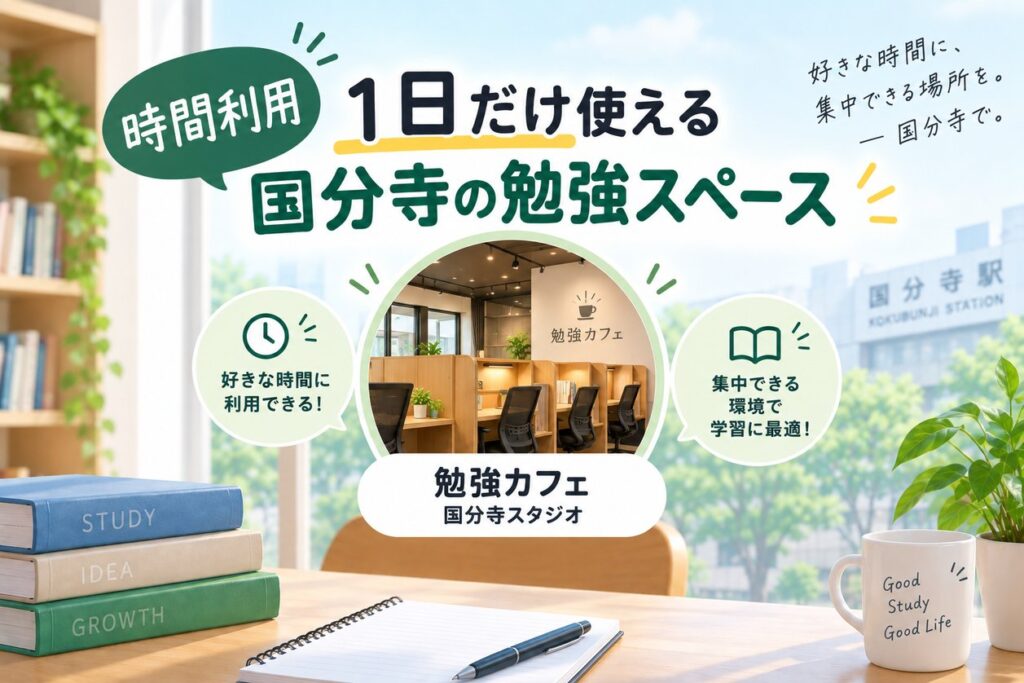 【時間利用】1日だけ使える国分寺の勉強スペース