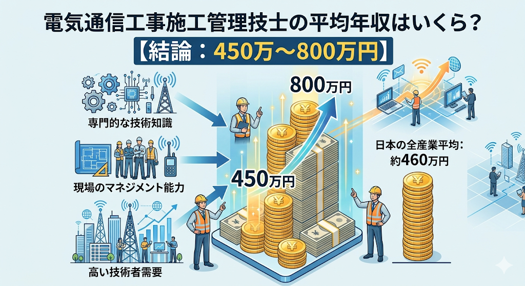 電気通信工事施工管理技士の平均年収