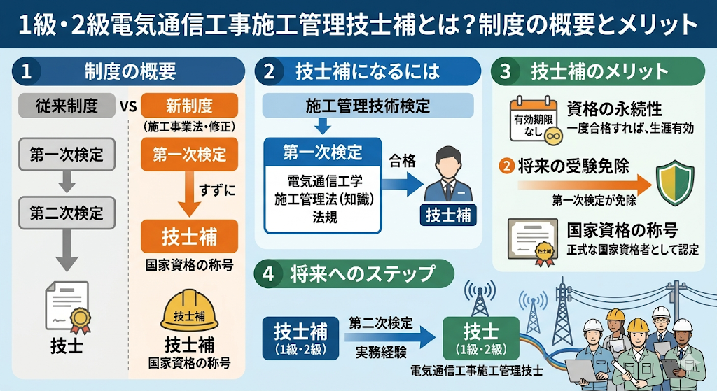 1級・2級電気通信工事施工管理技士補とは?制度の概要とメリット